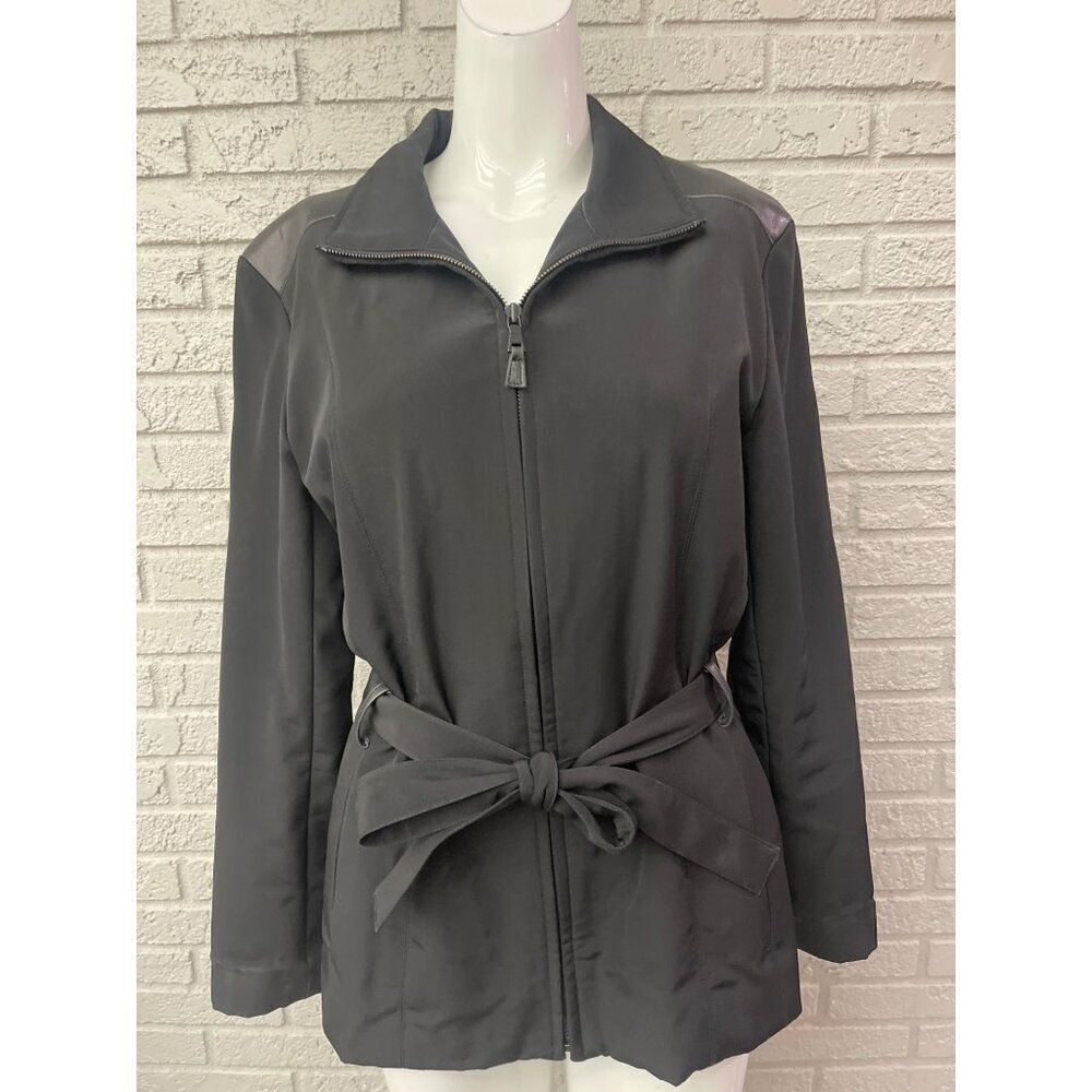 Marc New York Women Long Sleeve Black Jacket With Leather Trim Size S